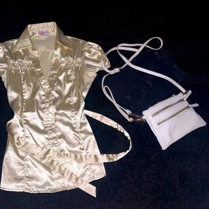 Golden blouse w tie